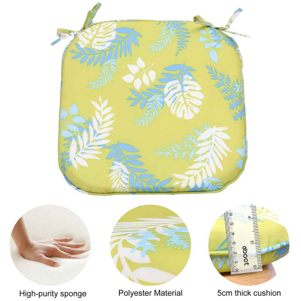 RACE LEAF Waterproof Garden Chair Cushions | Round Seat Pads - 6 Pack