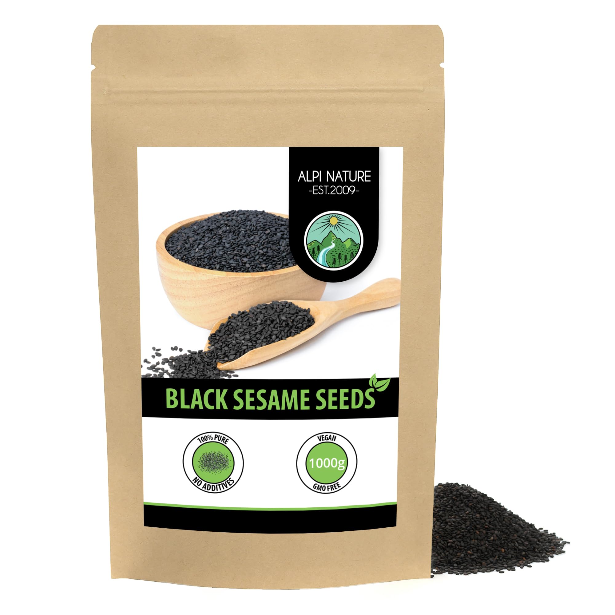 Alpi Nature Raw Black Sesame Seeds – 1kg (2.2 lb) for Cooking & Baking