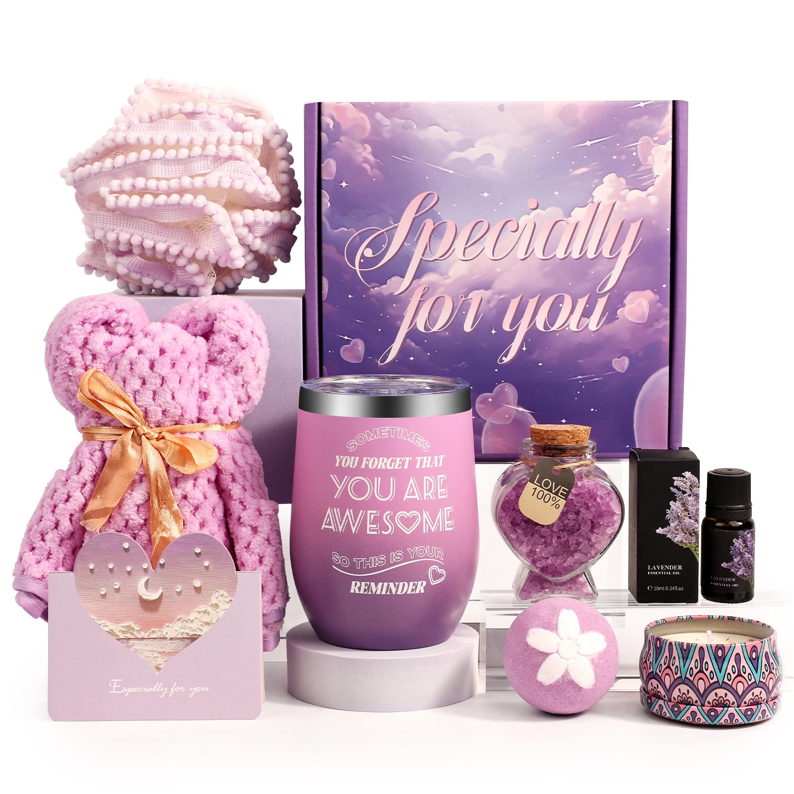 Jolof Store Lavender Spa Bath Gift Set – Self Care Package for Women