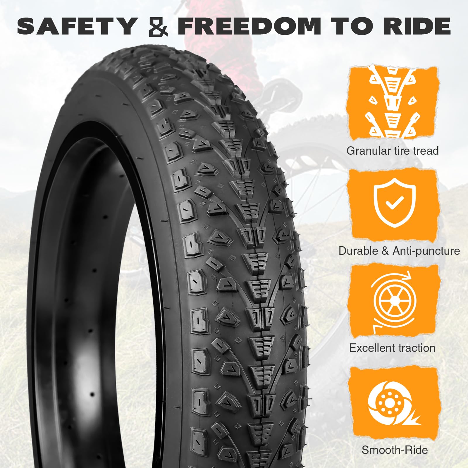 GRELiving 24x3.0 Inch E-Bike Fat Tyres | Heavy Duty Bicycle Tyre (Pack of 2)