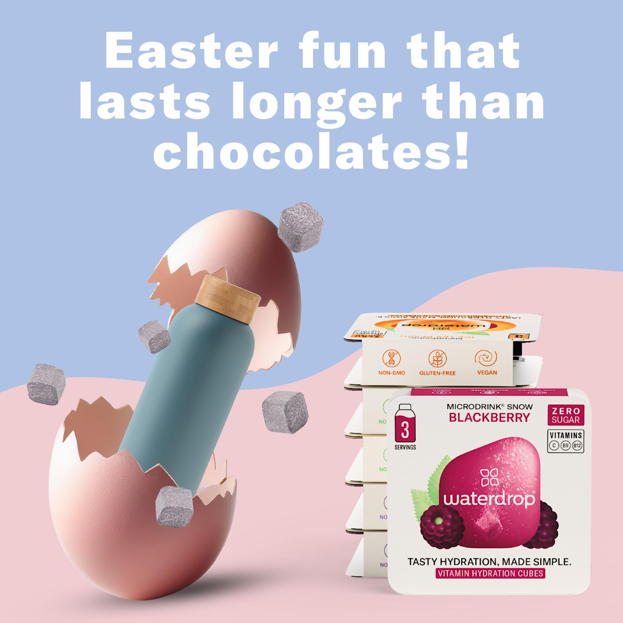 Waterdrop Easter Gift Set - 600ml Stainless Steel Bottle & 18 Microdrinks