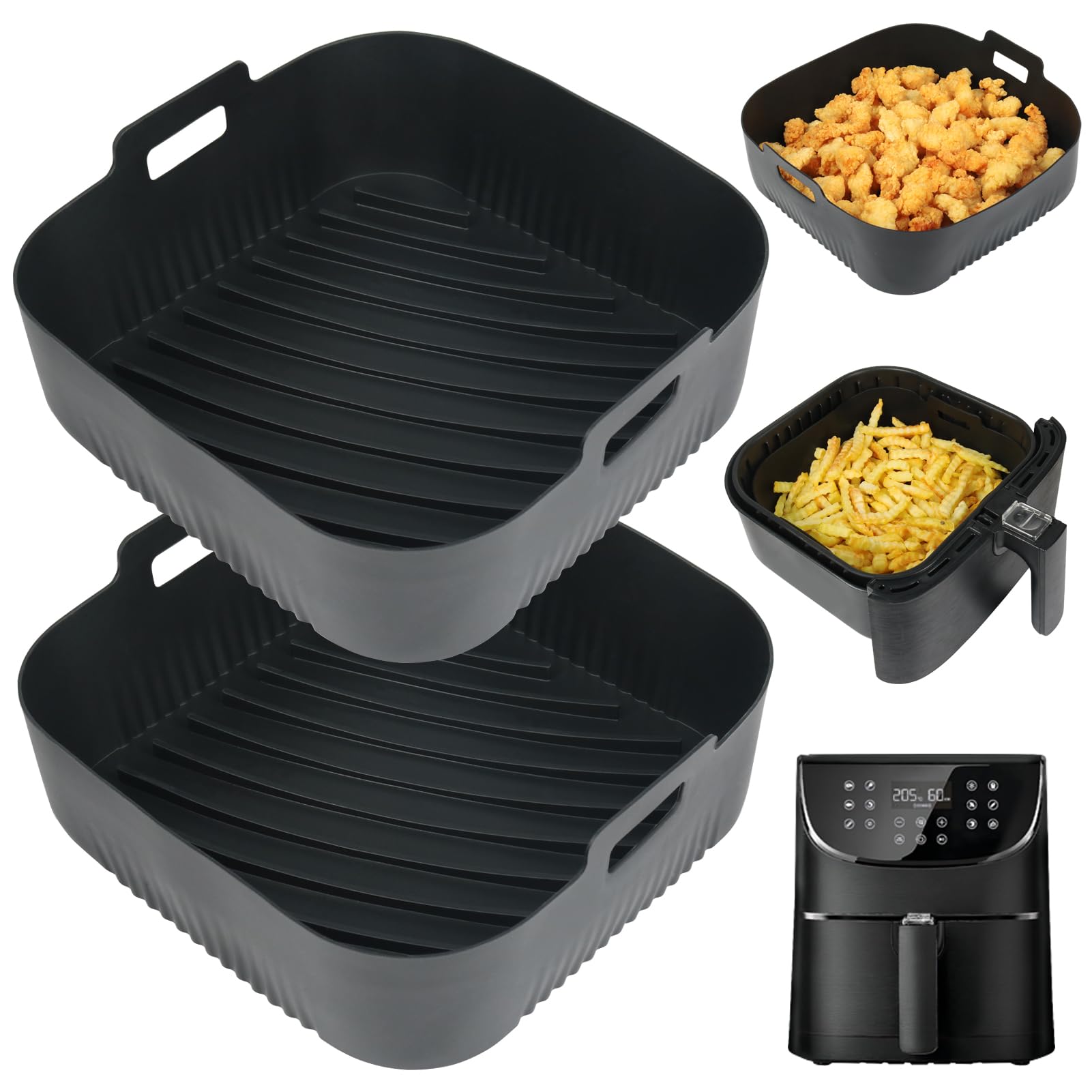 BYKITCHEN 9 Inch Air Fryer Silicone Liners | 2 PCS Extra Large Reusable