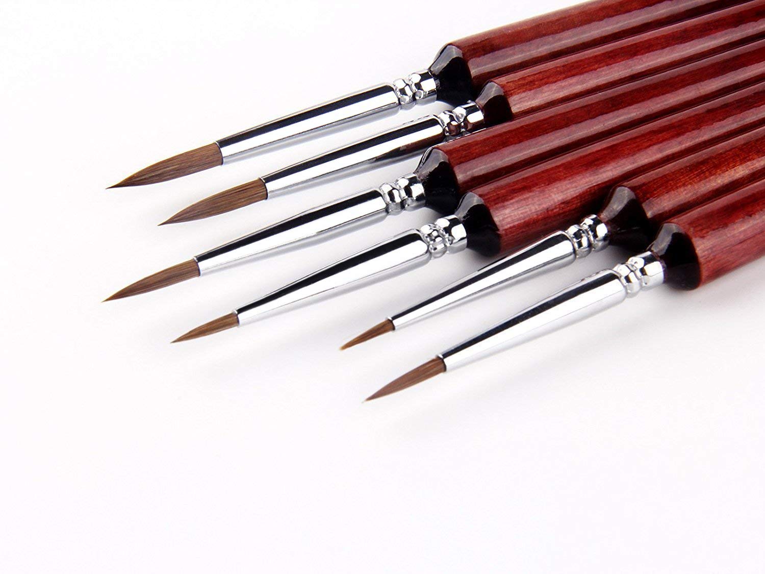 Jolof Store Sable Hair Detail Paint Brush Set - 6pc Fine Art Miniatures