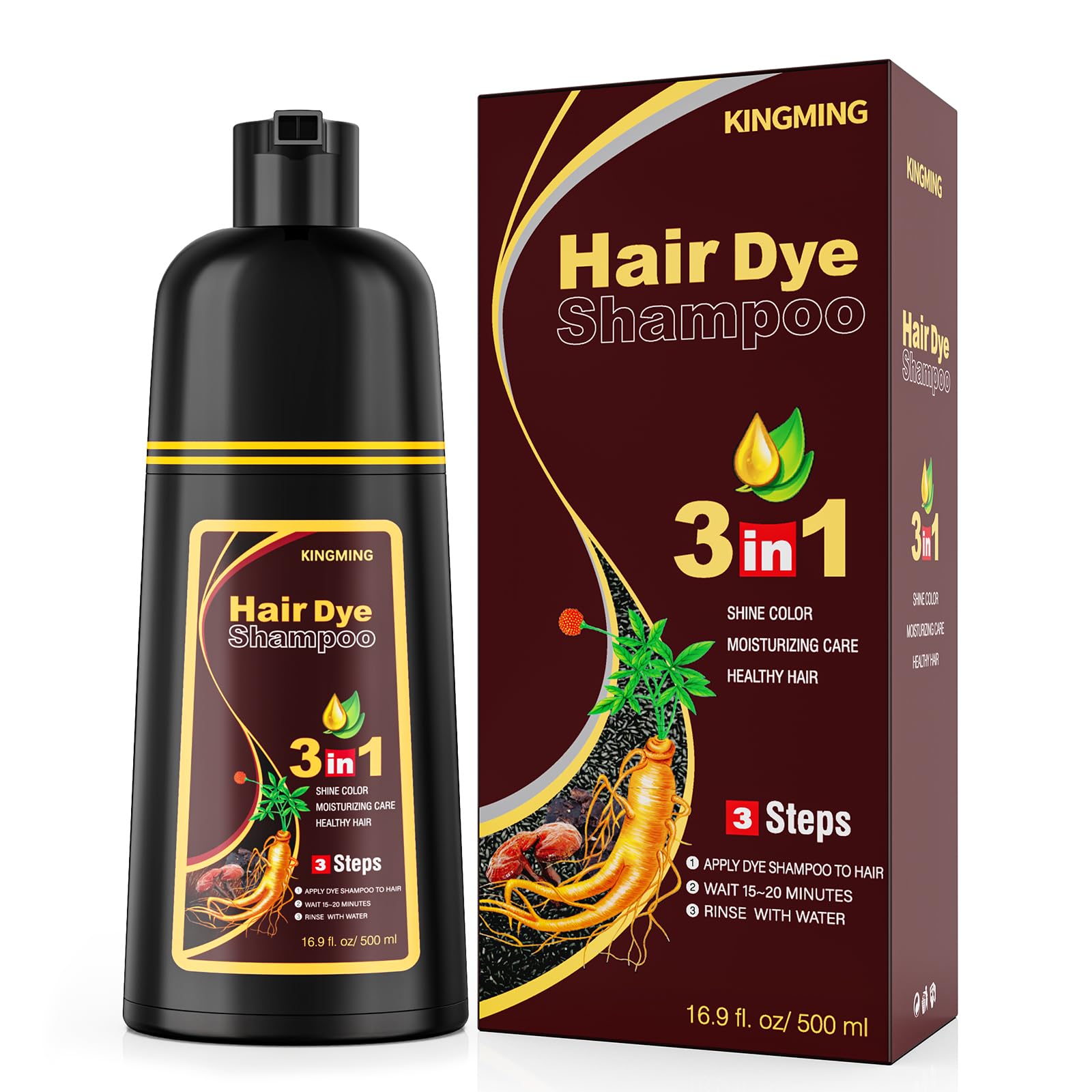Jolof Store Dark Brown Hair Dye Shampoo – Herbal Grey Coverage (16.9 fl.oz)