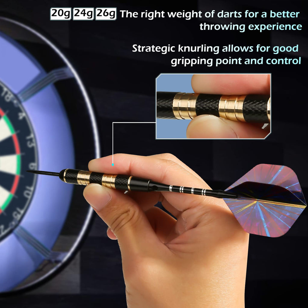 LANNEY Steel Tip Darts Set - 12 Pack Professional Brass Darts with Case