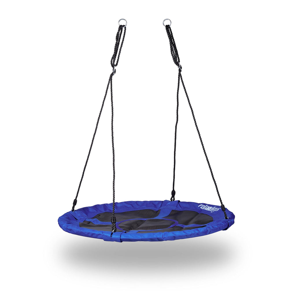Relaxdays Round Nest Swing – Enclosed Outdoor Plate Swing, Dark Blue