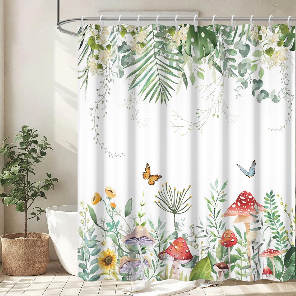 Uiiooazy Sage Green Eucalyptus Shower Curtain | Waterproof Polyester