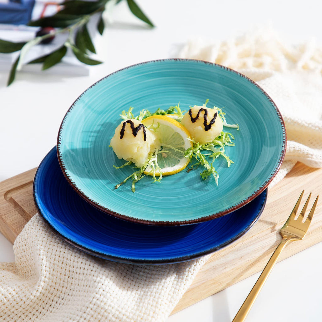 vancasso Bonita Blue Dessert Plate Set of 6 | 7.5" Handpainted Stoneware
