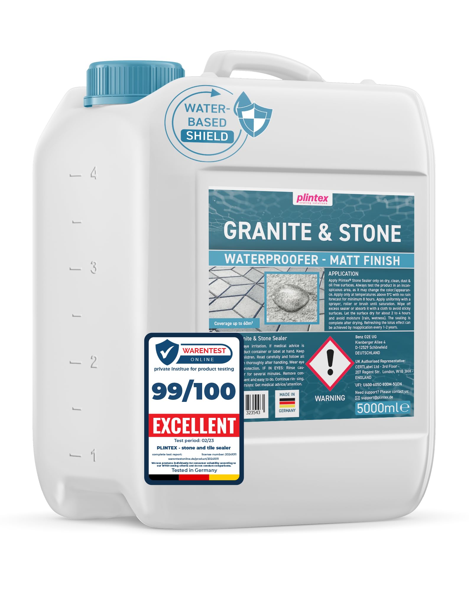 PLINTEX Stone Sealer 5L – Water-Based Impregnator for Patio & Concrete