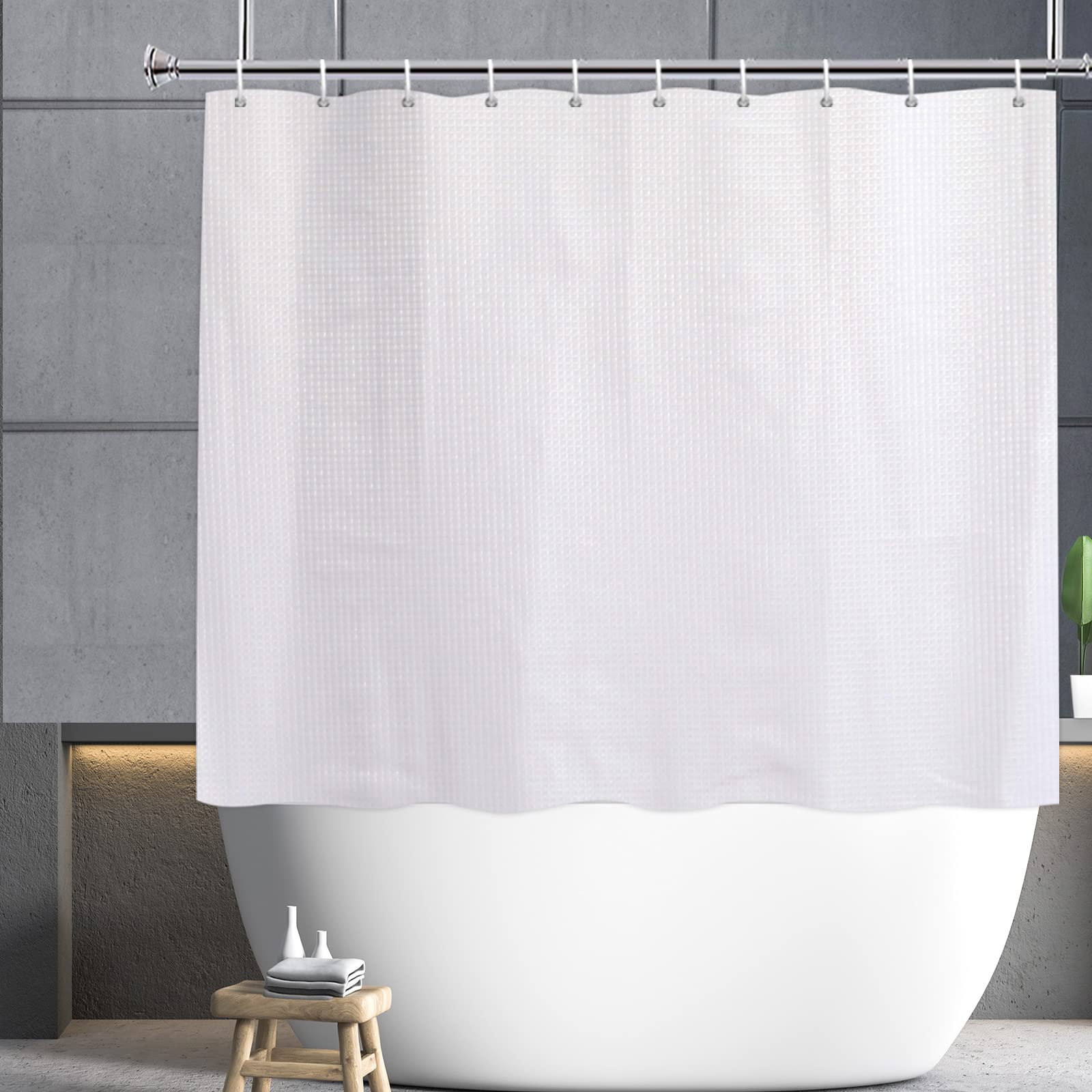 Waffle Fabric Short Shower Curtain for Walk-in Tub | 59"