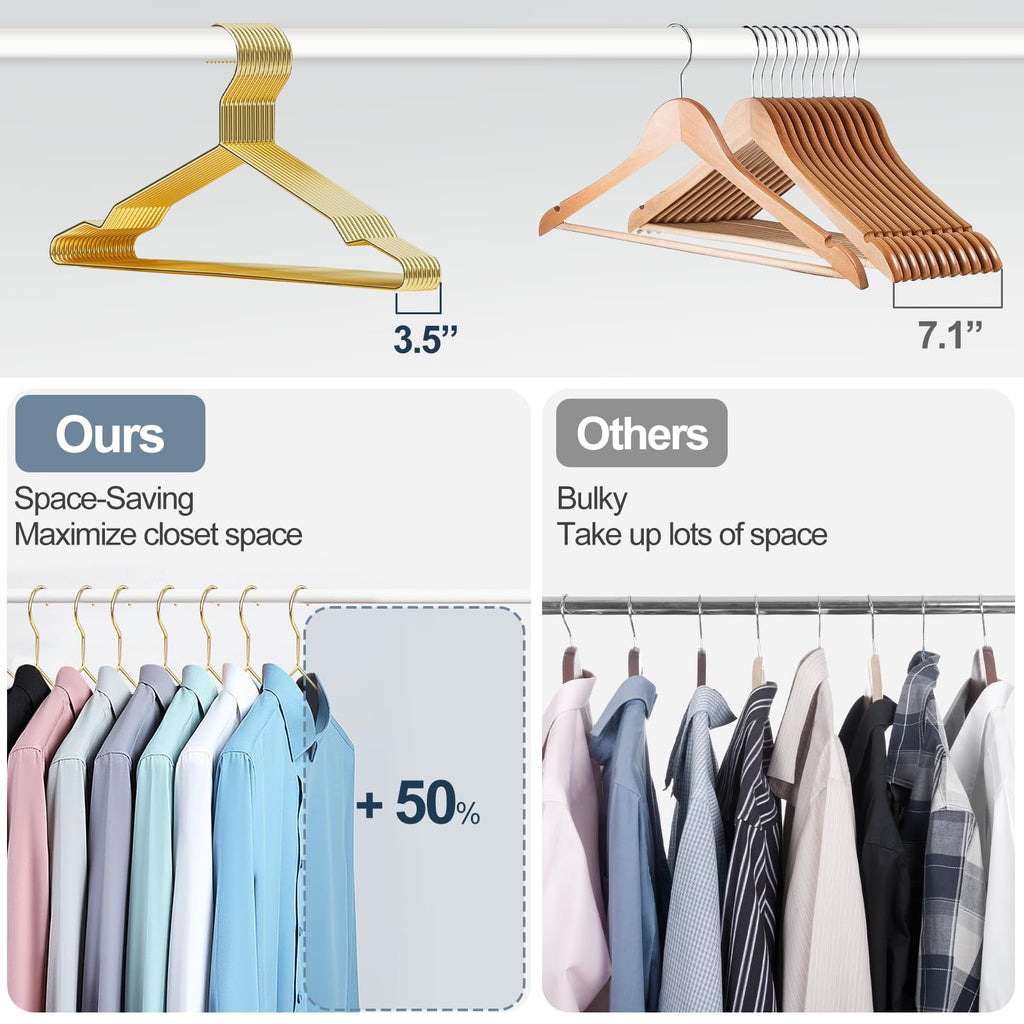 SPECILITE Gold Metal Hangers – 30 Pack Heavy Duty Space Saving Hangers