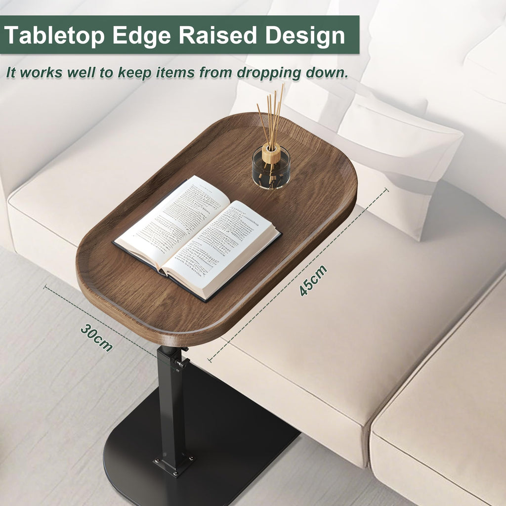 liameya C Shaped Side Table Adjustable Height, 360°Swivel Sofa Table that Slide Under, Modern Small Coffee Table for Couch/Bed/Bathtub - image 2