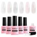 AIMEILI 5-in-1 Rubber Base Gel Set | 6pcs Sheer Nude Nail Strengthener