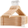 Amber Home Natural Wooden Coat Hangers – 30 Pack Non-Slip Suit Hangers