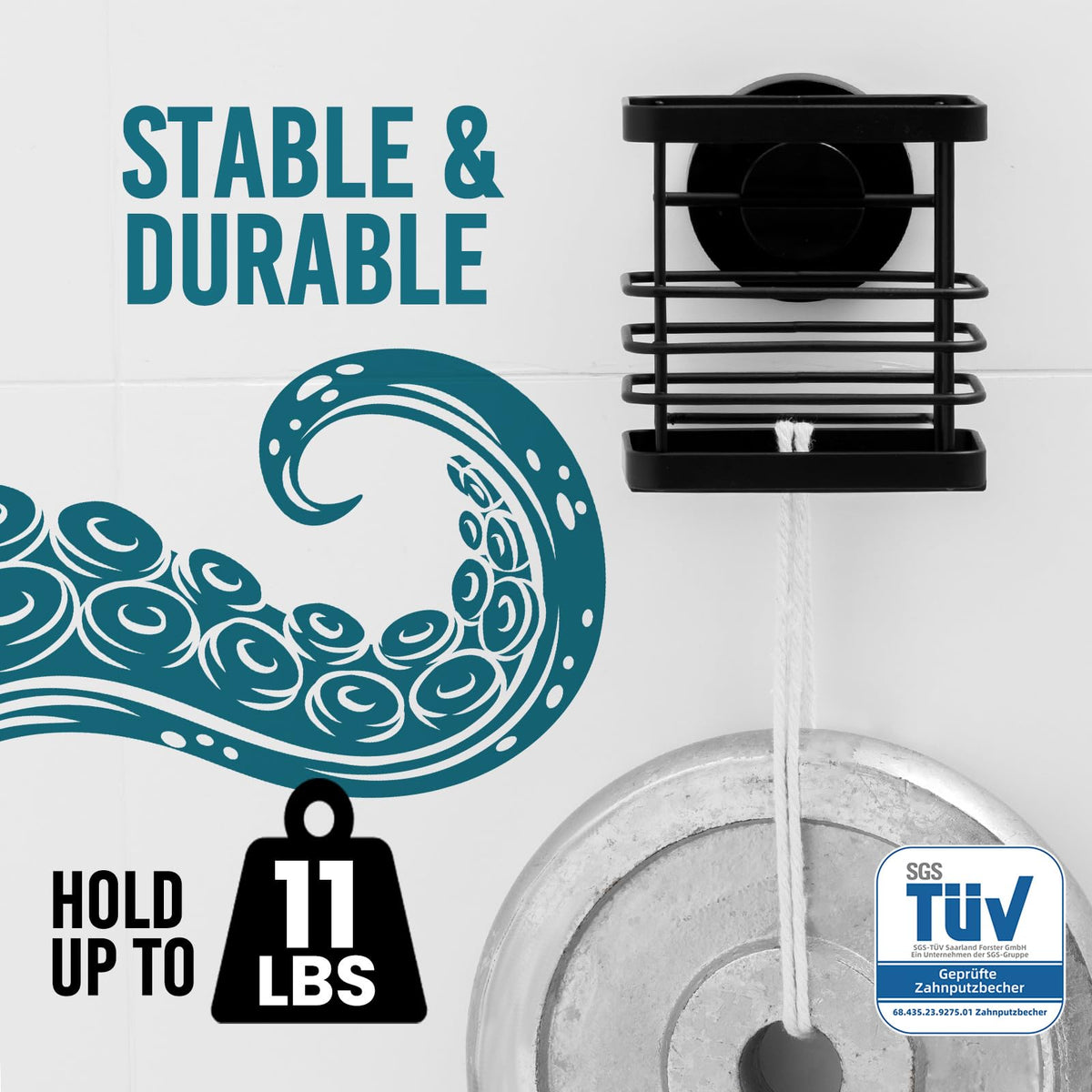 TAILI Bathroom Toothbrush Holder Wall Mounted, Strong Suction, Black, Metal - image 3
