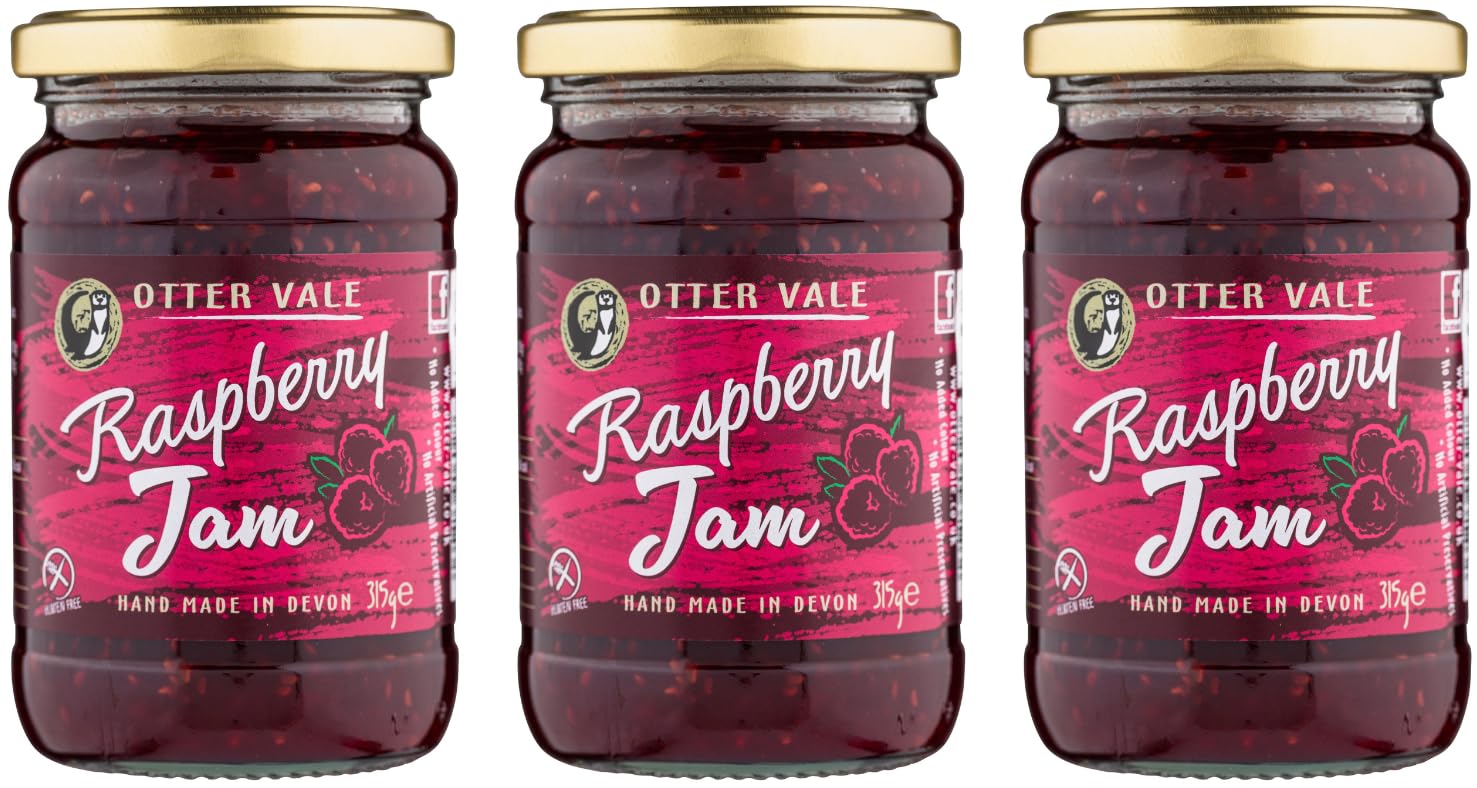 Otter Vale Raspberry Jam – Handmade Devon Fruit Preserve, 315g (3 Pack)