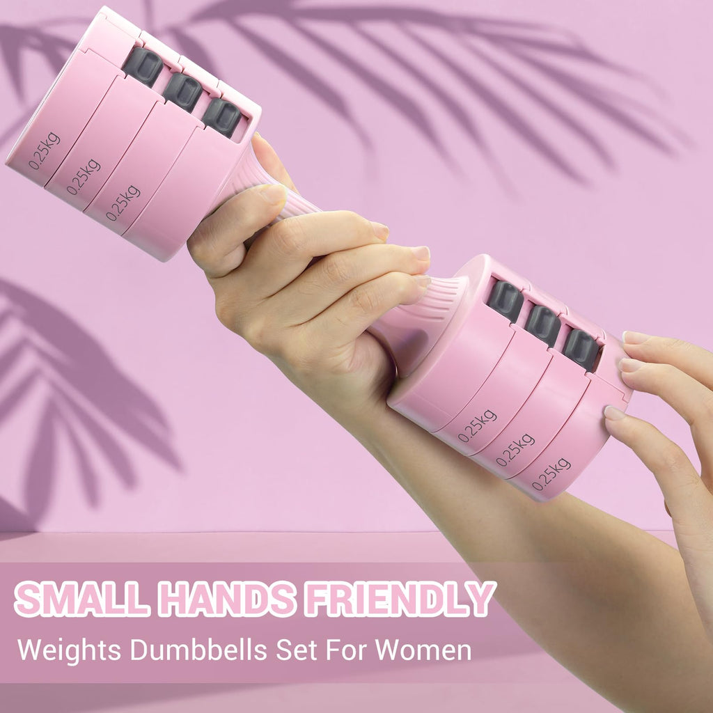Sportneer Adjustable Dumbbells Set | 2kg-5kg Pair for Women | Sky Blue