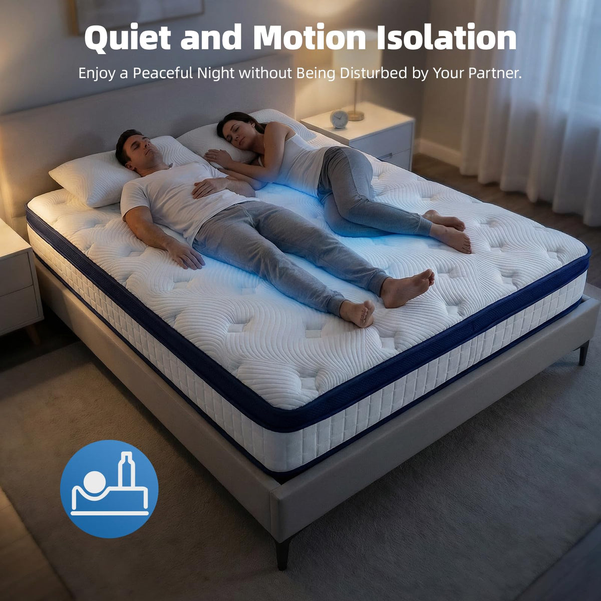 Lavfine King Size Mattress - 5FT, 10 Inch Memory Foam with Pocket Spring Hybrid, Medium Support, Motion Isolation, Breathable Soft Fabric
