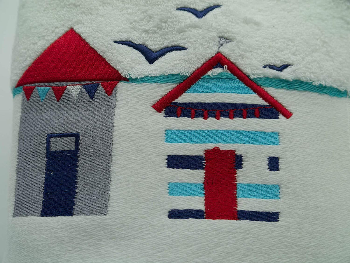 Lex's Linens Beach Hut & Birds Embroidered Towels Pack of 2 Flannels - image 5