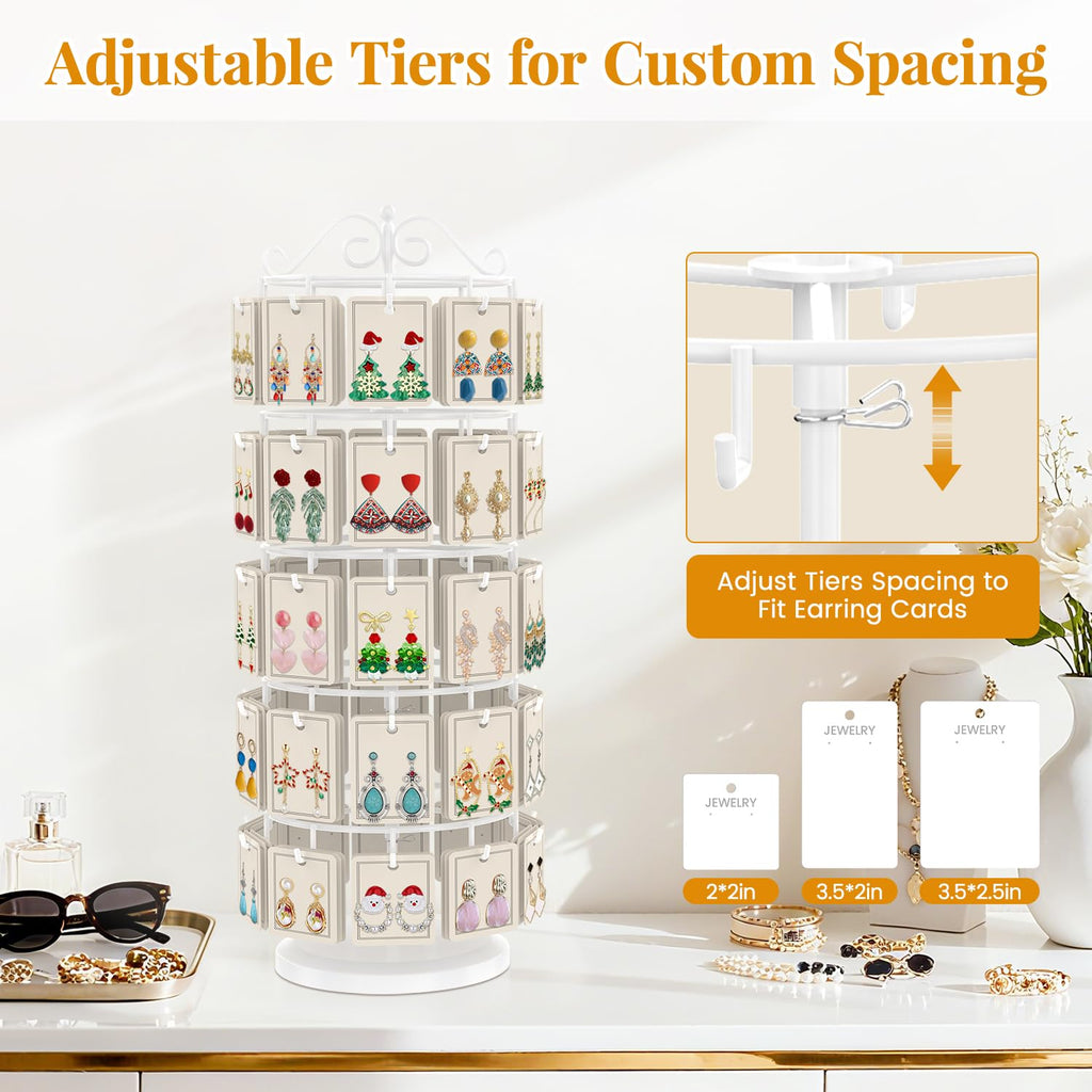 EsLuker.ly Earring Holder Organizer Rotating Display Tree Stand, White - image 2