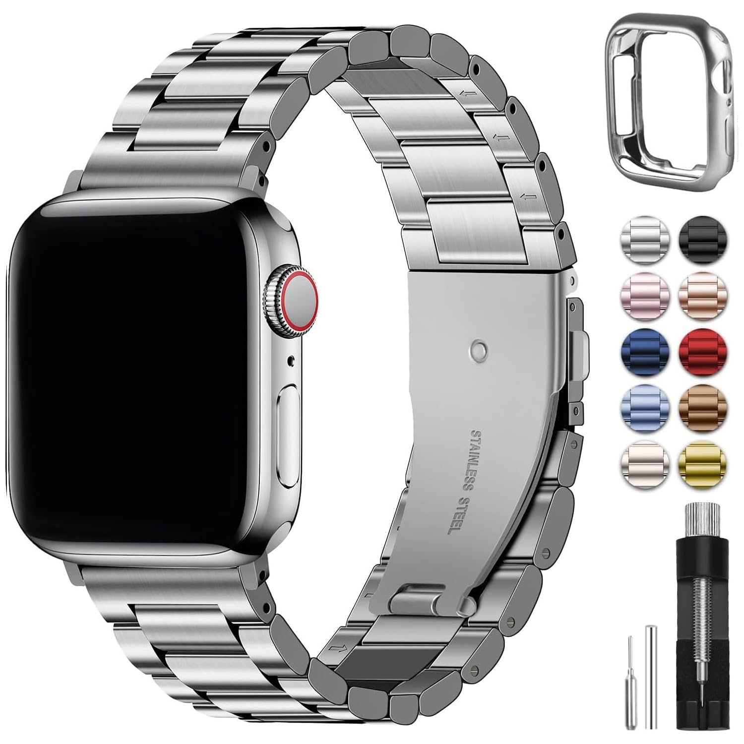Fullmosa Stainless Steel Apple Watch Band with Case - 42mm to 49mm