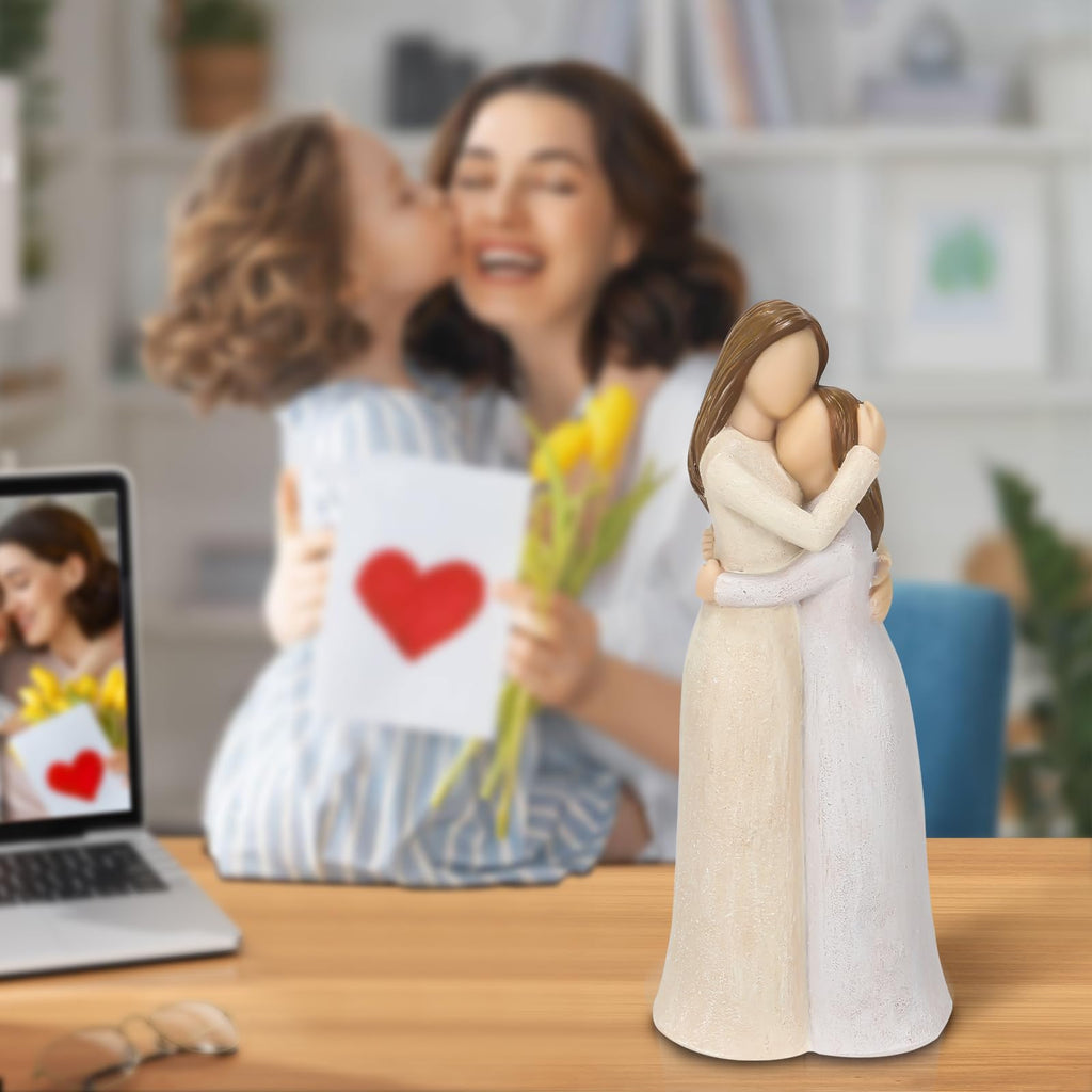 Carracci Mother Daughter Resin Figurine – Hand-Painted Sculpted Home Decor