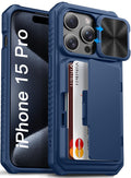 Vihibii iPhone 15 Pro Wallet Case | Rugged Shockproof Cover with Kickstand