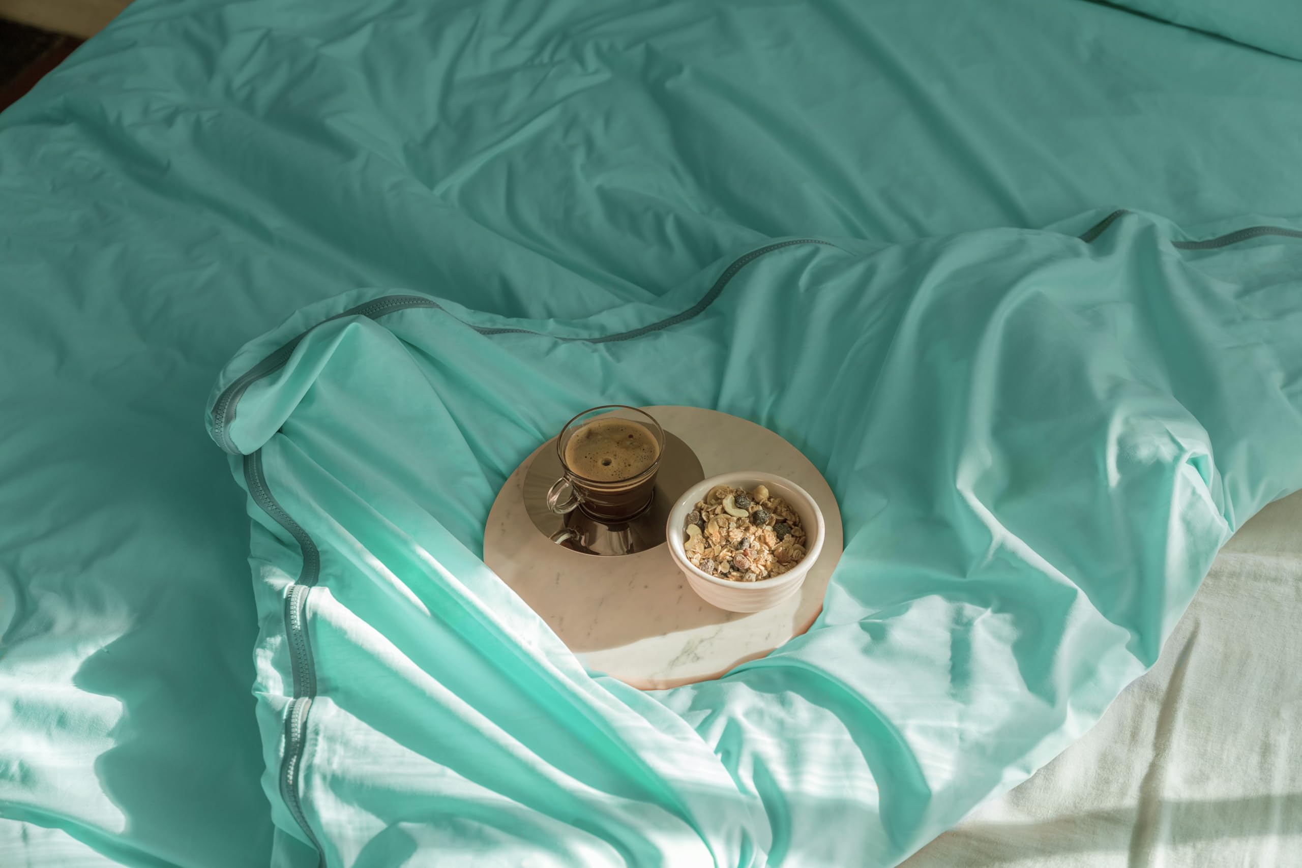 lekka King Size Zip-Around Duvet Cover Set – Easy-Iron Duck Egg