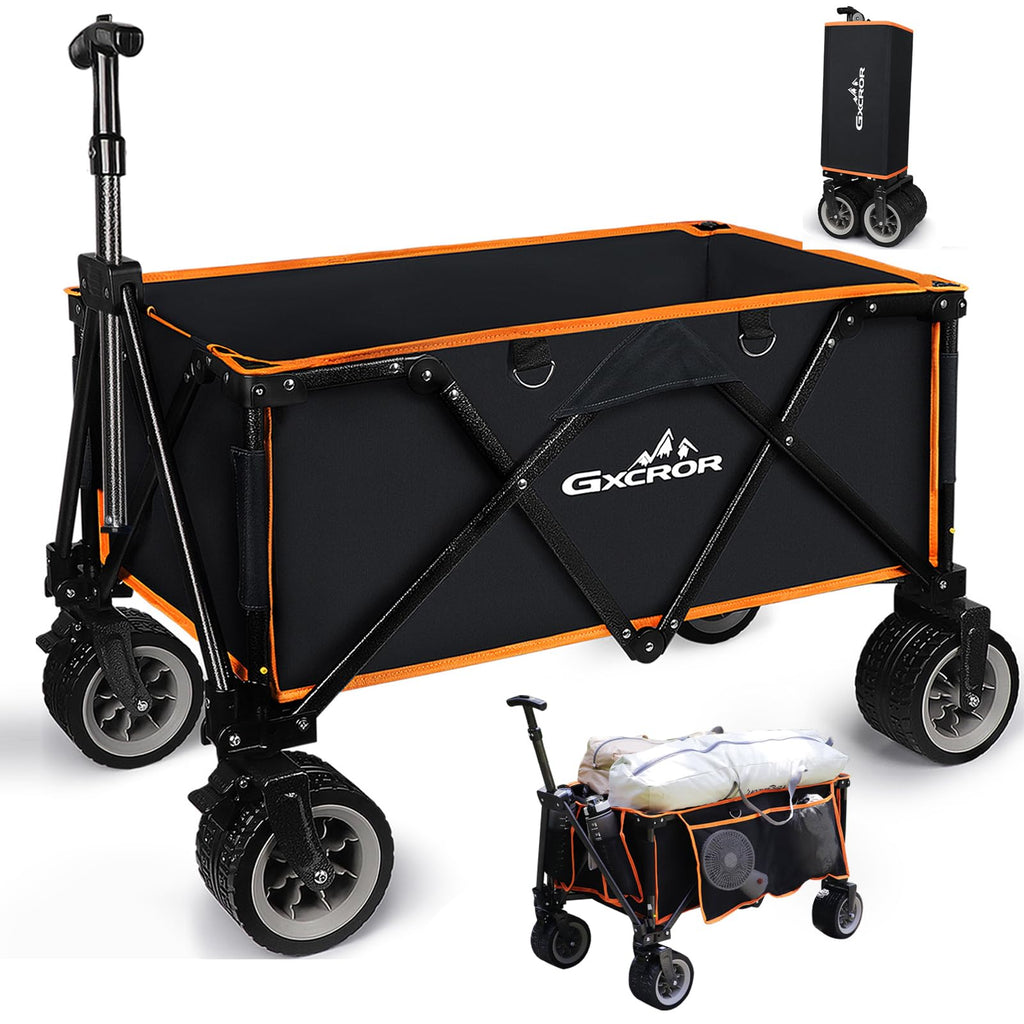 GXCROR Folding Wagon – Heavy Duty 200KG All Terrain Camping Trolley