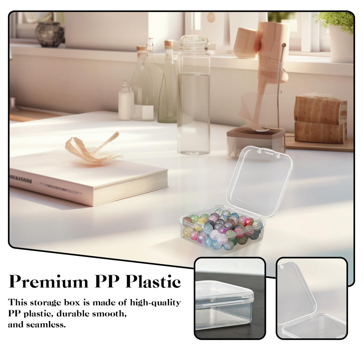 20Pcs Small Clear Plastic Storage Box, Transparent Square Bead Organiser - image 3