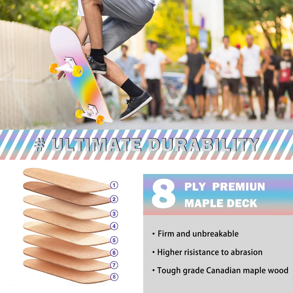 Jolof Store Complete Skateboard | 31x8 Inch 8-Layer Maple Wood Deck