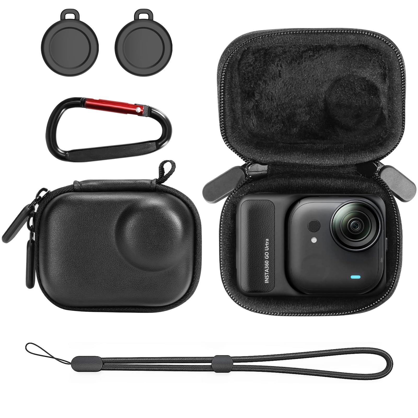 AMAZEAR Hard Leather Carry Case for Insta360 Go Ultra – Black