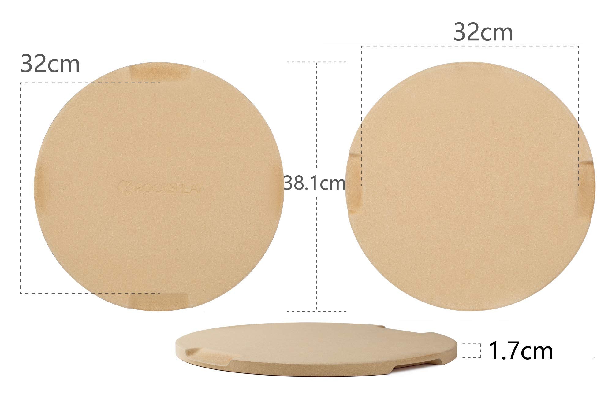 ROCKSHEAT Round Pizza Stone for Oven and Grill | 38cm Baking Stone