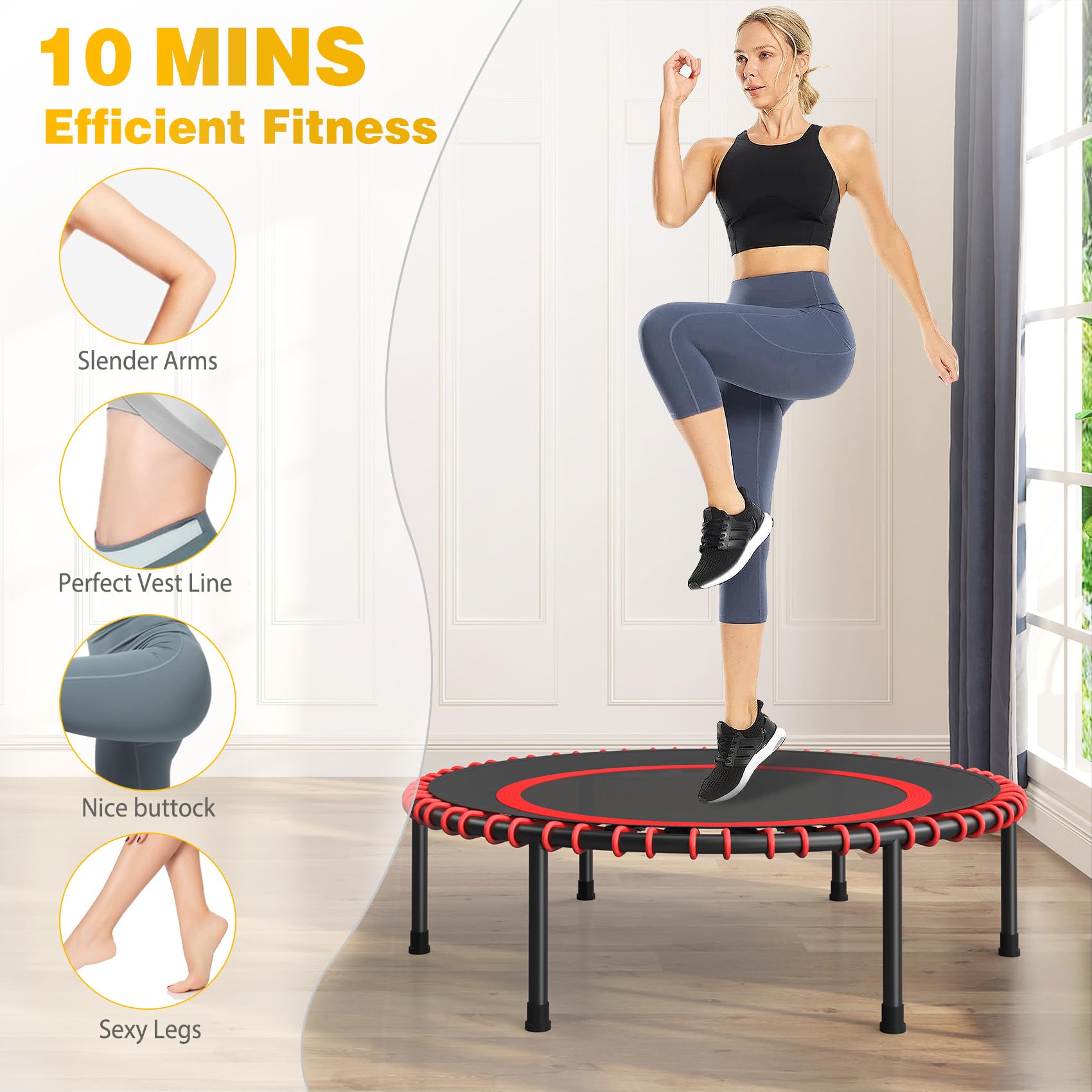 COWISH 40" Mini Fitness Trampoline | 300lb Capacity Rebounder for Adults
