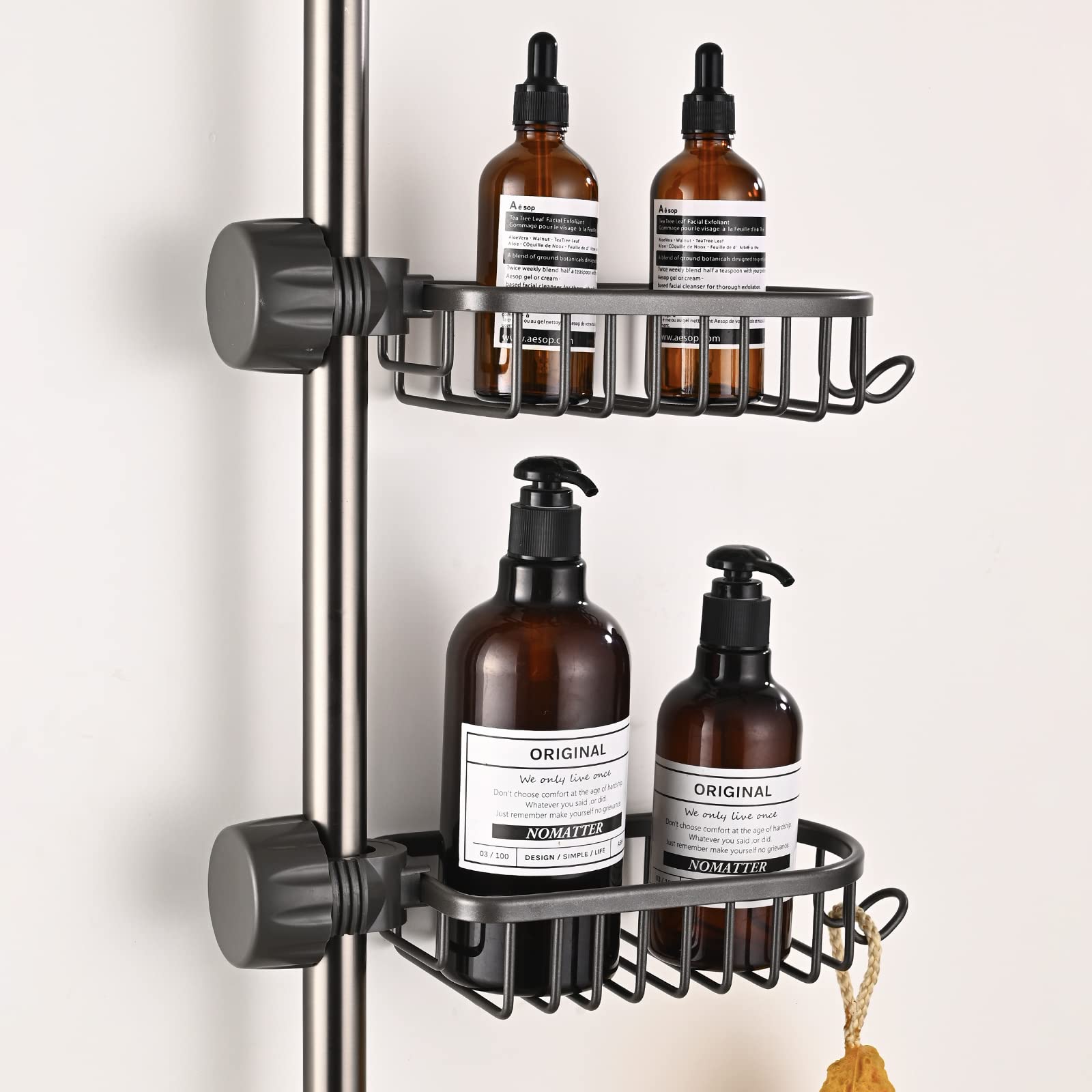 Hoomtaook No Drill Shower Caddy | 2-Pack Rustproof Metal Bathroom Shelf