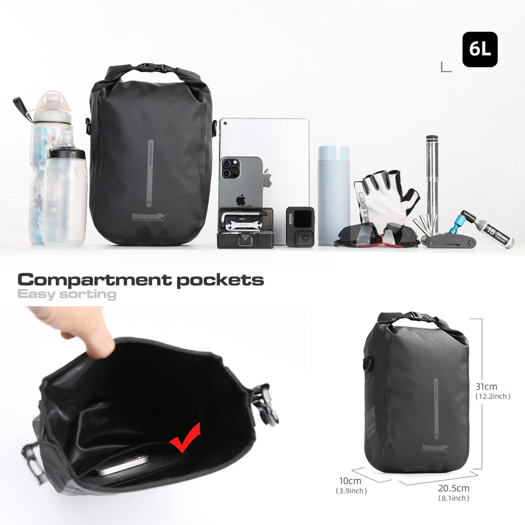 Rhinowalk Waterproof Bike Front Fork Bag – 4-6L Quick Release Dry Bag