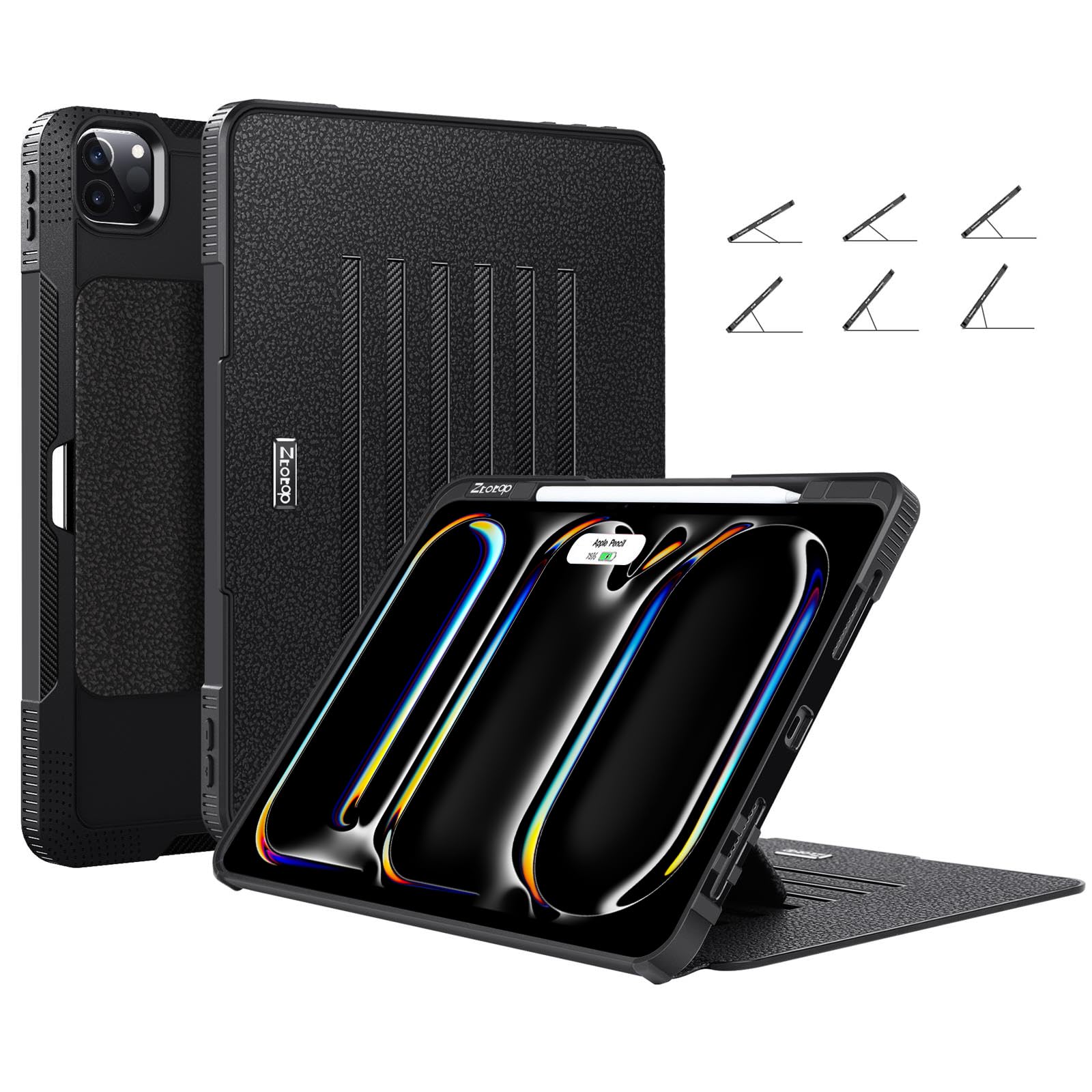 ZtotopCases iPad Pro 13 & 12.9 Case | 6 Magnetic Stand Angles - Black