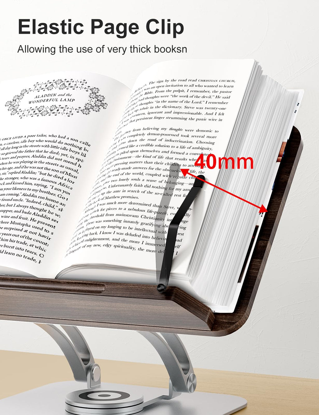Tounee Adjustable Book Stand – 360 Swivel Foldable Holder for Reading
