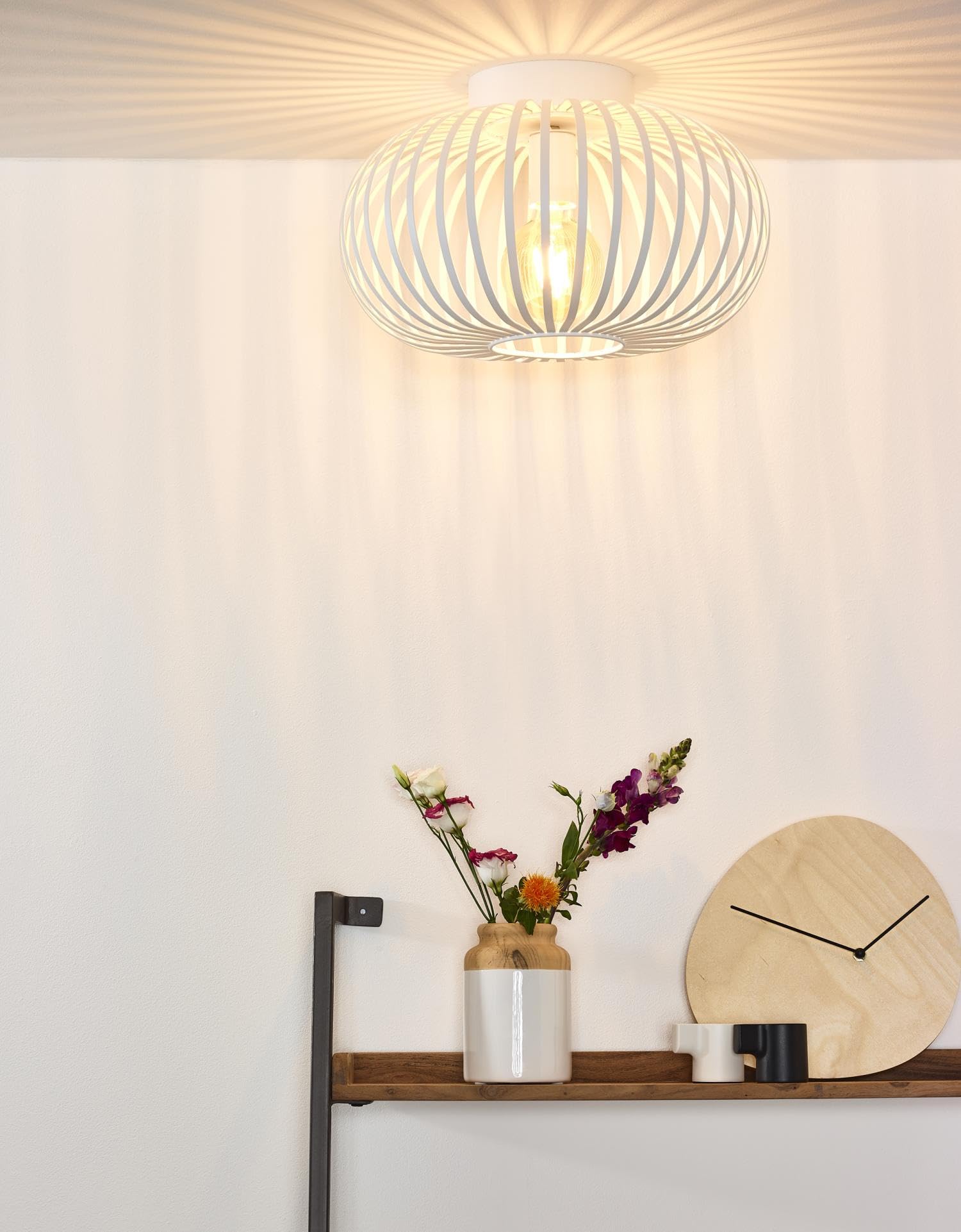 Lucide Manuela Flush Ceiling Light – 40cm White Metal Dimmable Lamp