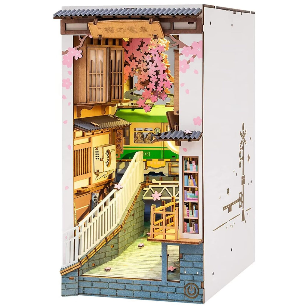 Rolife Sakura Densya Book Nook Kit – DIY 3D Wooden Puzzle with LED Light