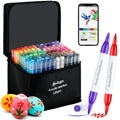 120 Color Dual Tip Acrylic Paint Pens with App for Rock Painting