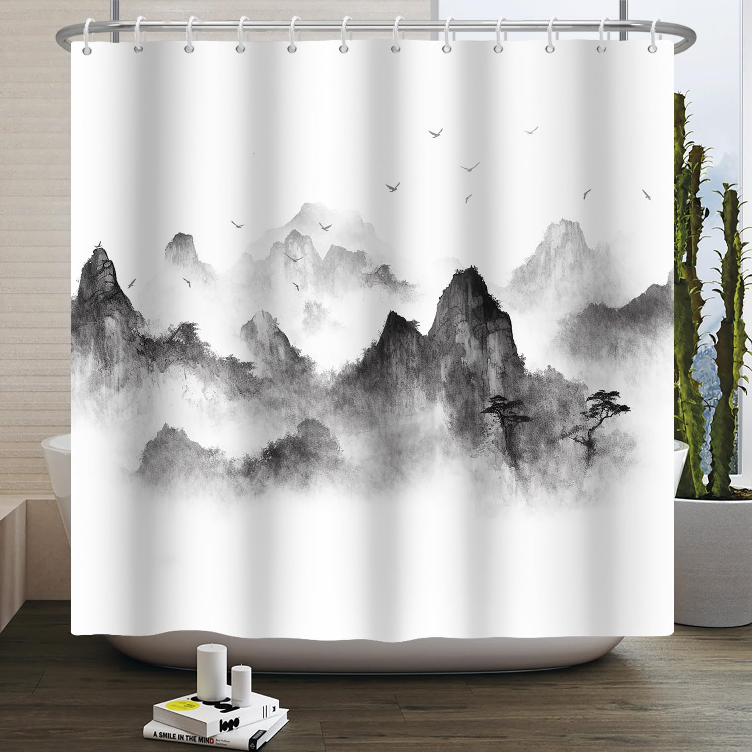 Mountain Landscape Shower Curtain – Waterproof Polyester