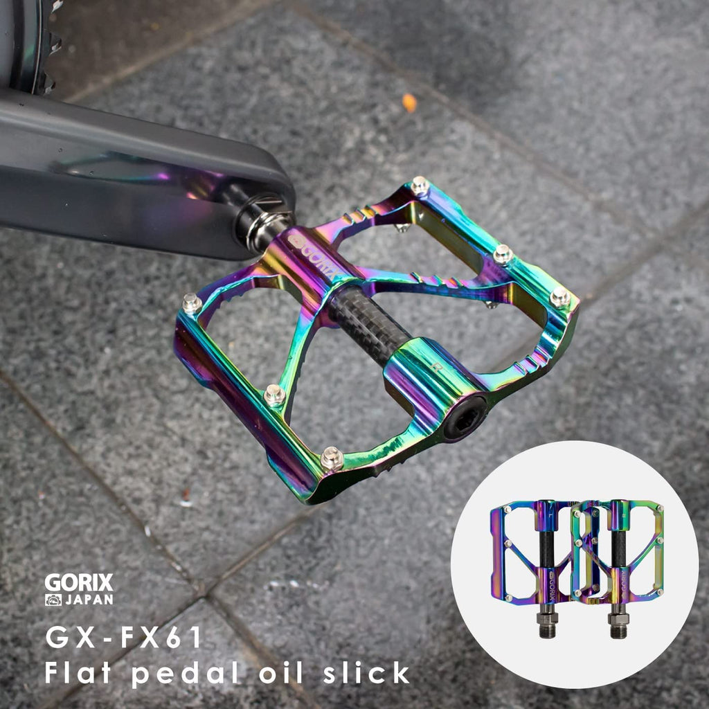GORIX Oil Slick Bike Flat Pedals – Lightweight CNC Aluminum MTB Pedals