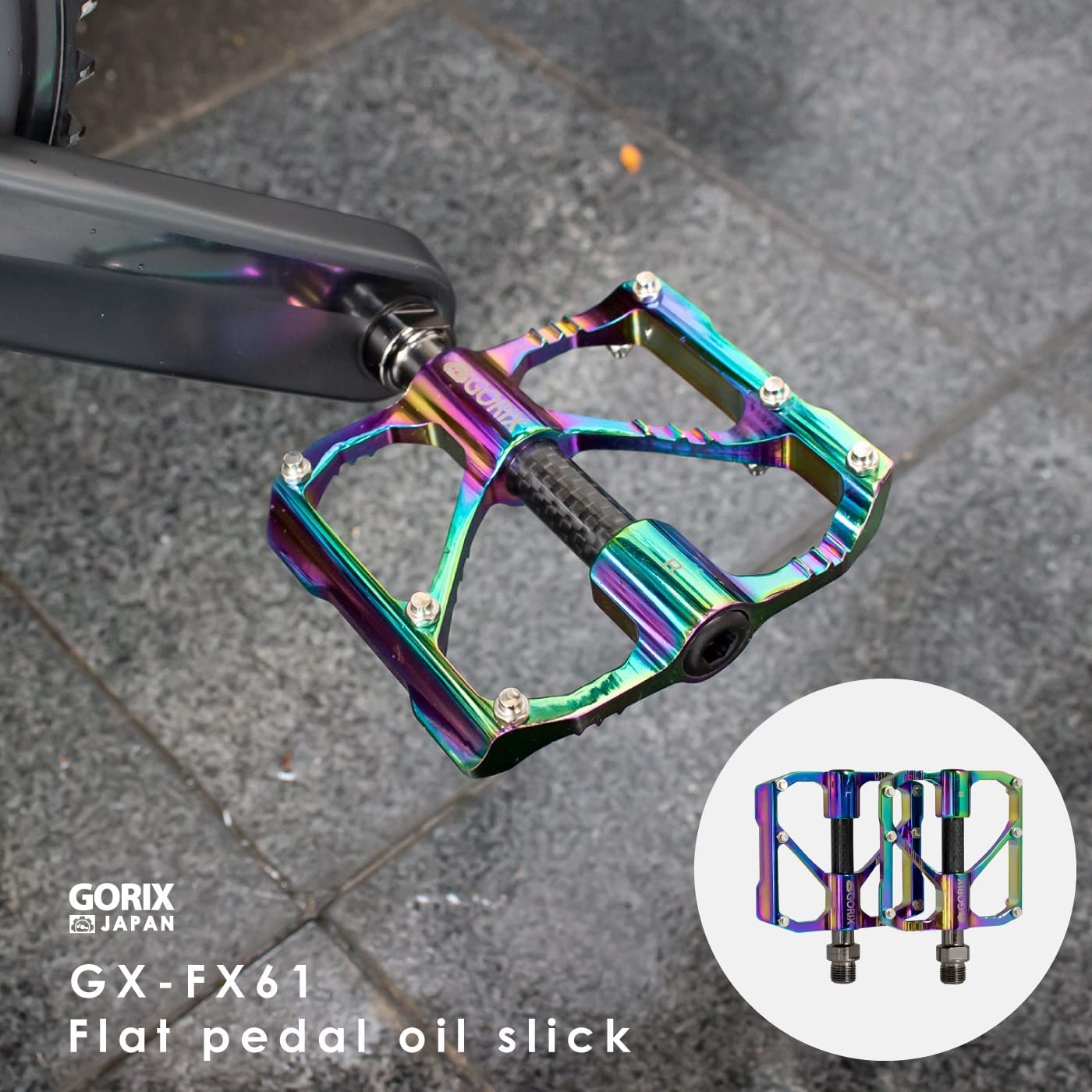 GORIX Oil Slick Bike Flat Pedals – Lightweight CNC Aluminum MTB Pedals
