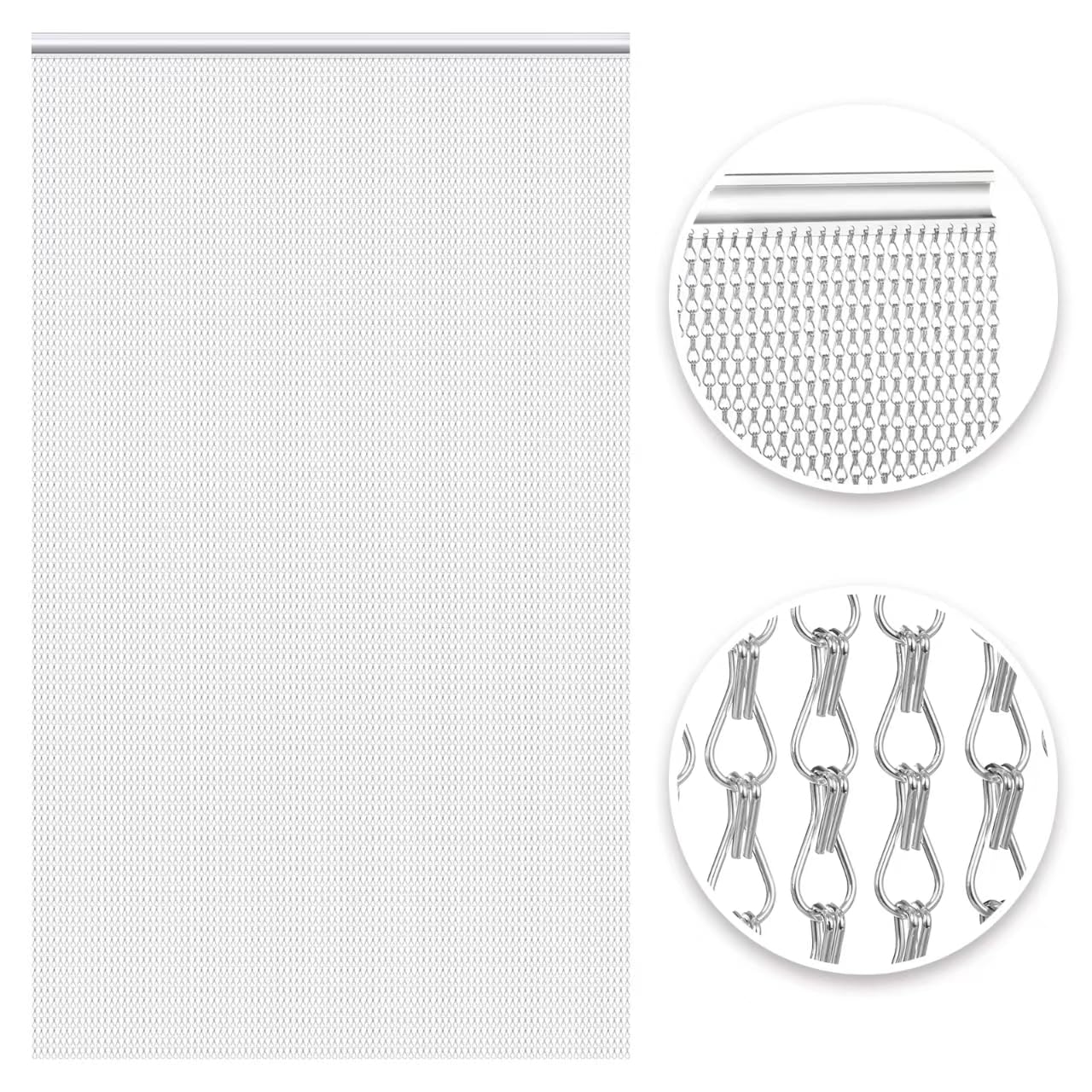 VerRich Aluminium Chain Link Door Fly Screen – 100x200cm Insect Curtain