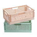 PIANKEKE 2 Pcs Collapsible Storage Box, Plastic Stackable Folding Storage CratesStorage Baskets