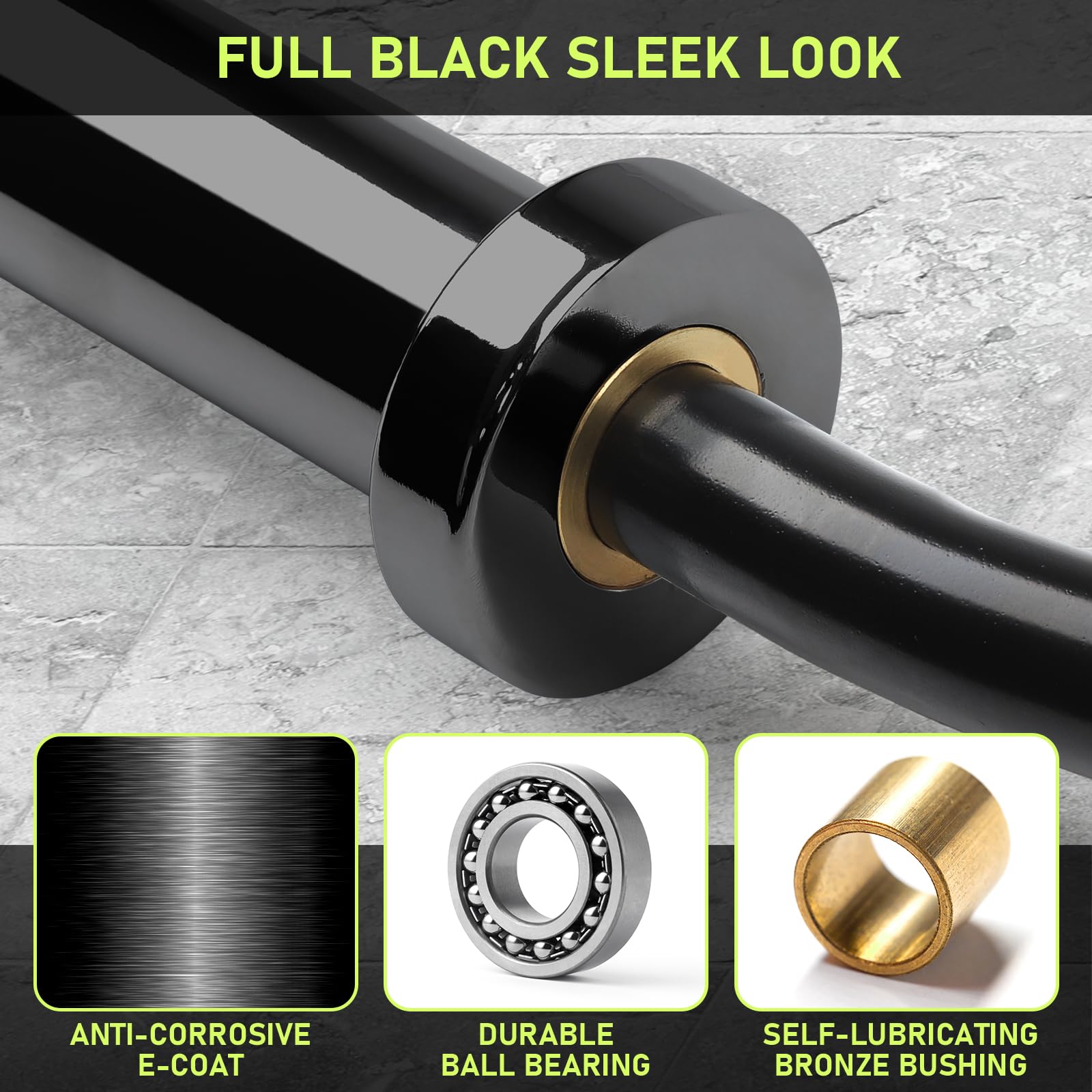 PhysKcal 47 Inch EZ Curl Bar - Olympic Weight Lifting Bar for Biceps, Black