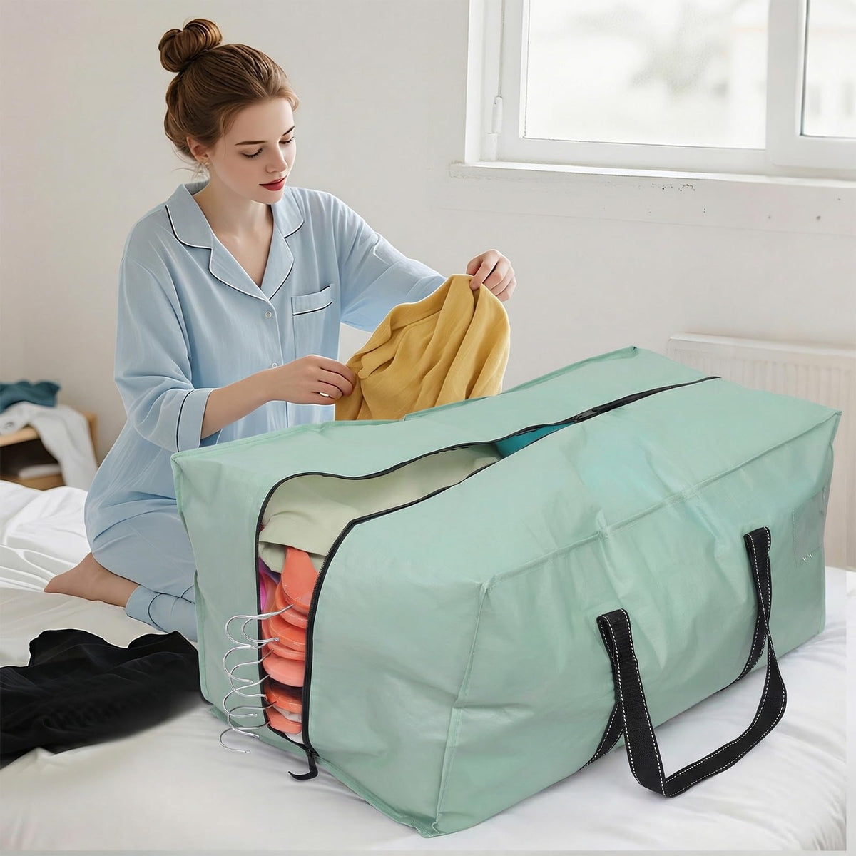 Dntorx 6 Pack 90L Moving Bags with Zips, Heavy Duty, Green - image 4
