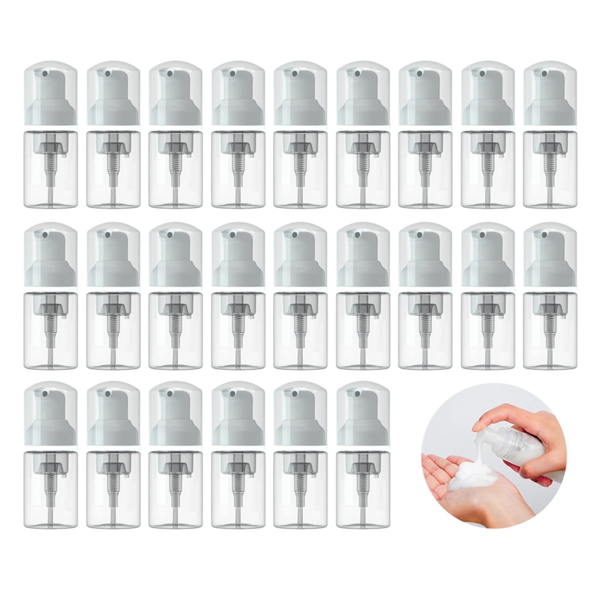 Jolof Store 24-Pack Foam Pump Bottles – 30ml Travel Lash Shampoo Dispenser