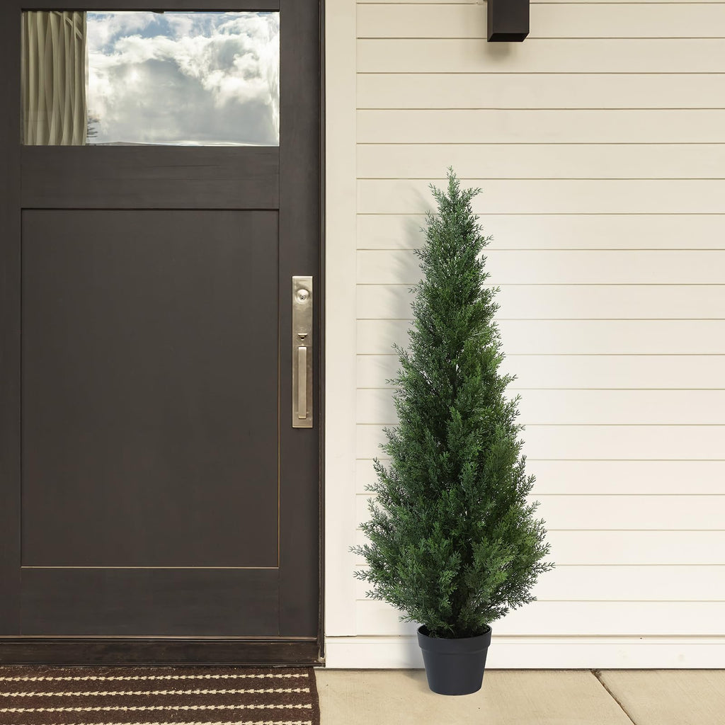 CROSOFMI 125cm Artificial Cedar Tree - Large Faux Outdoor Plants (2 Pack)